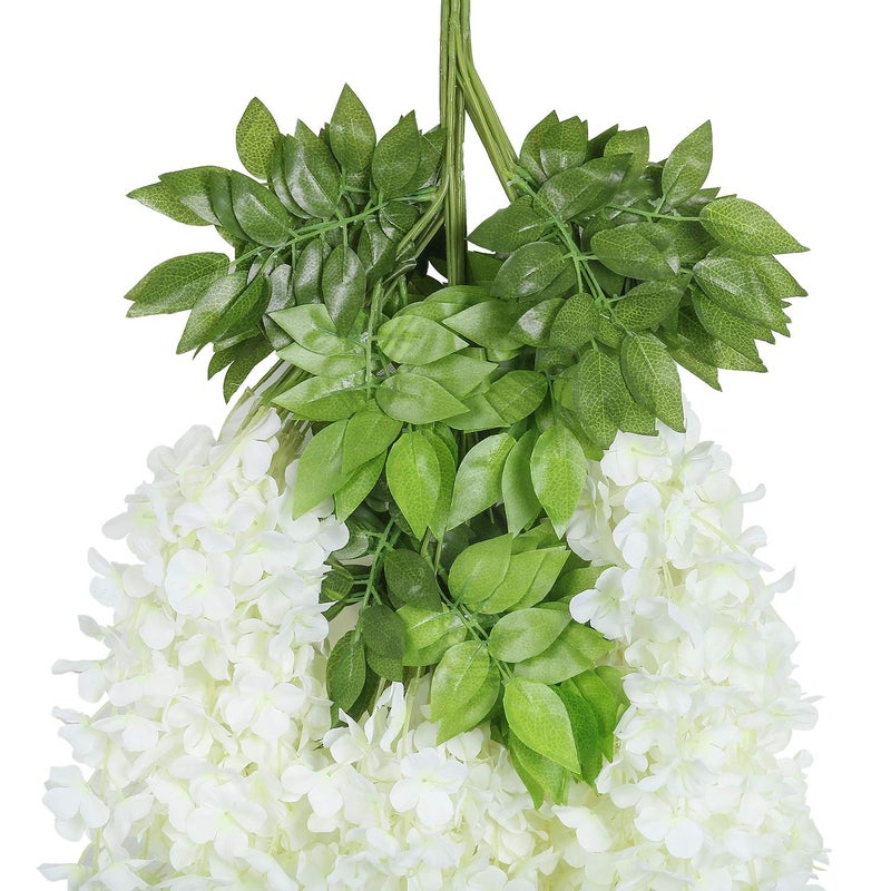 U'Artlines 12 Pack(Total 43.2 Feet) Artificial Fake Wisteria Vine Rattan Hanging Garland Silk Flowers String Home Party Wedding Decor (12, White) - Image 4